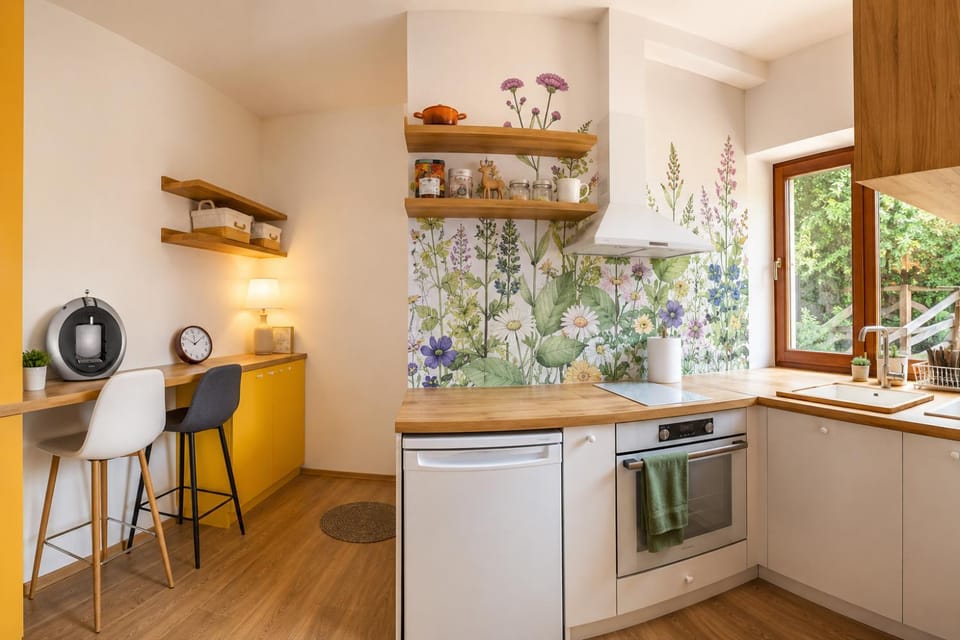 Kitchen or kitchenette, dishwasher, oven, toaster