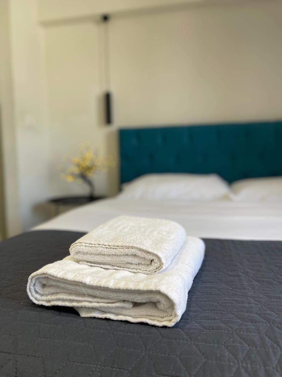 Bed, Photo of the whole room, Bedroom, towels