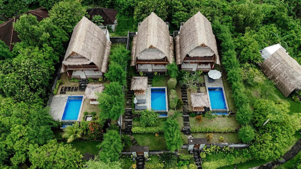 Property building, Spring, Day, Natural landscape, Bird's eye view, Garden, Garden view, Pool view, Swimming pool, sunbed