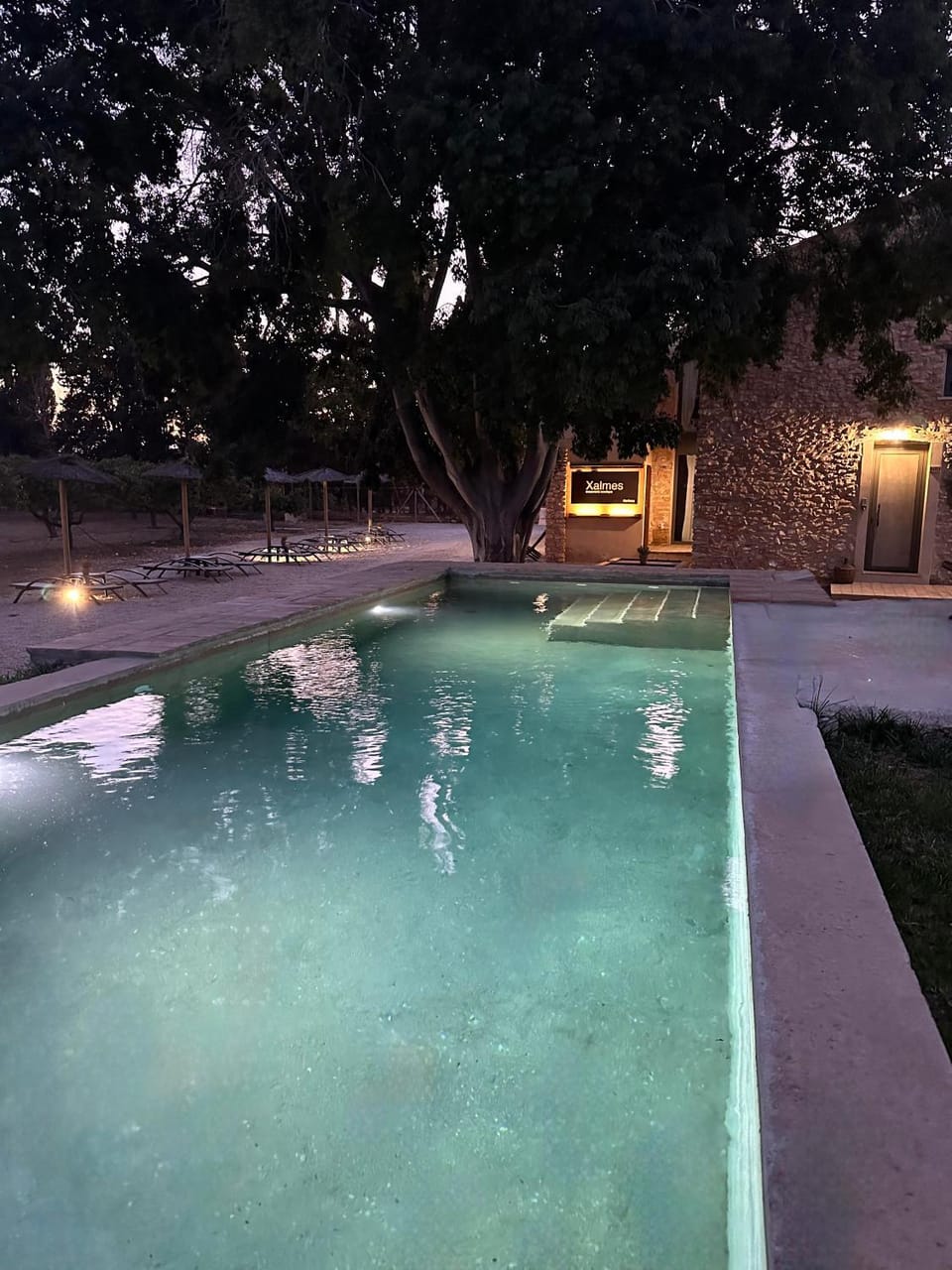 Night, Pool view, Swimming pool