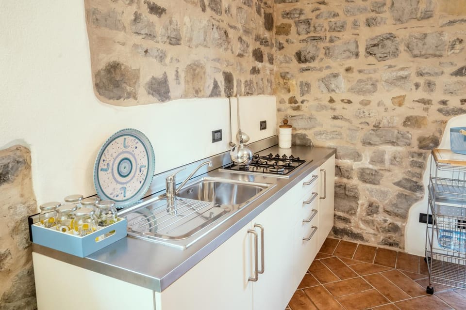 Kitchen or kitchenette, stove