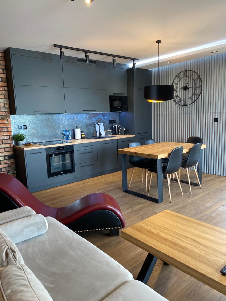 Kitchen or kitchenette, Living room, Dining area