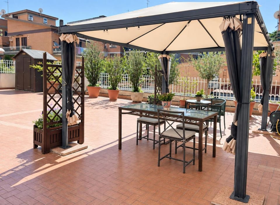 Property building, Patio, Spring, Day, Garden, View (from property/room), Balcony/Terrace, Garden view, Garden view