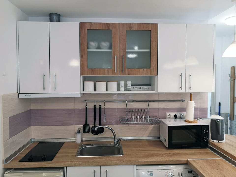 Kitchen or kitchenette, minibar, stove