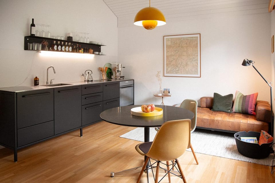 Kitchen or kitchenette, stove, kitchen