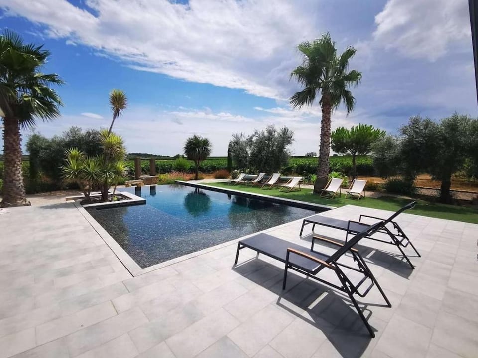 Villa contemporaine avec piscine à débordement dans un domaine viticole Villa in Occitanie