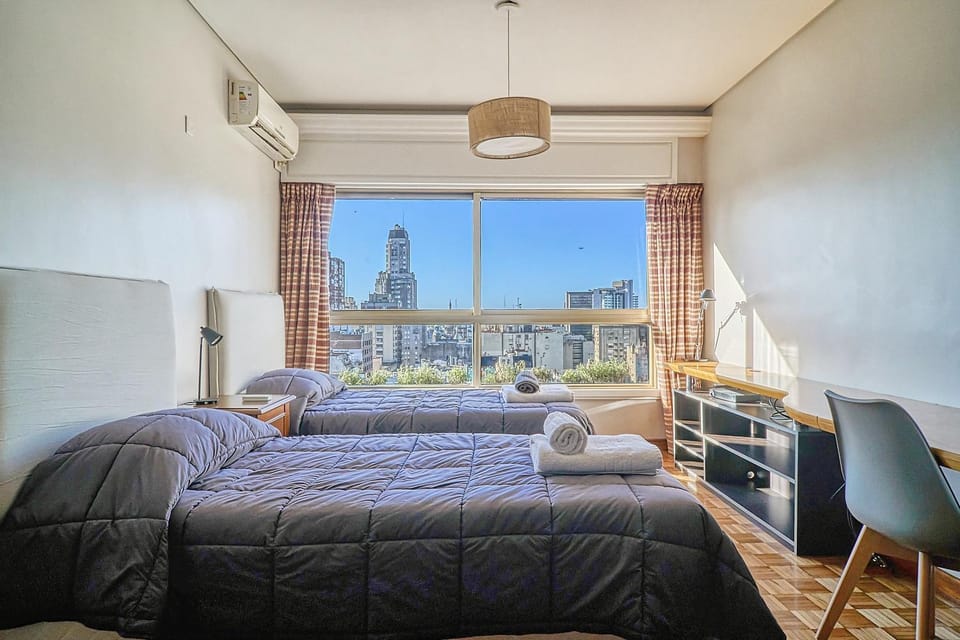 Bed, View (from property/room), Bedroom, River view, air conditioner