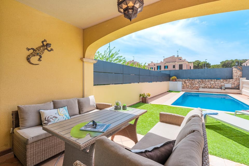 Property building, Living room, Swimming pool