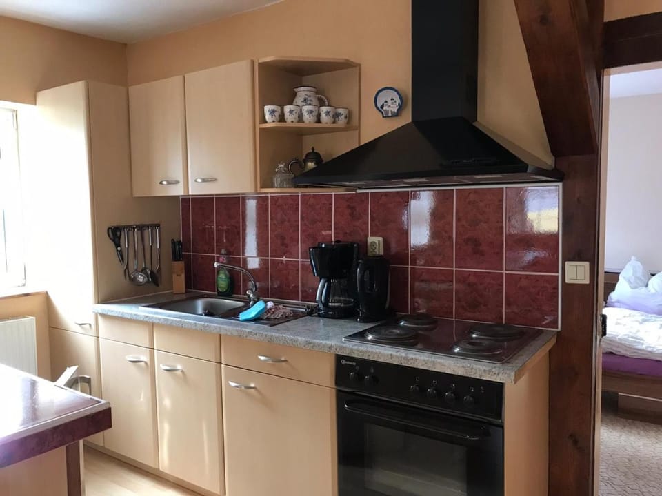 Coffee/tea facilities, Kitchen or kitchenette, stove