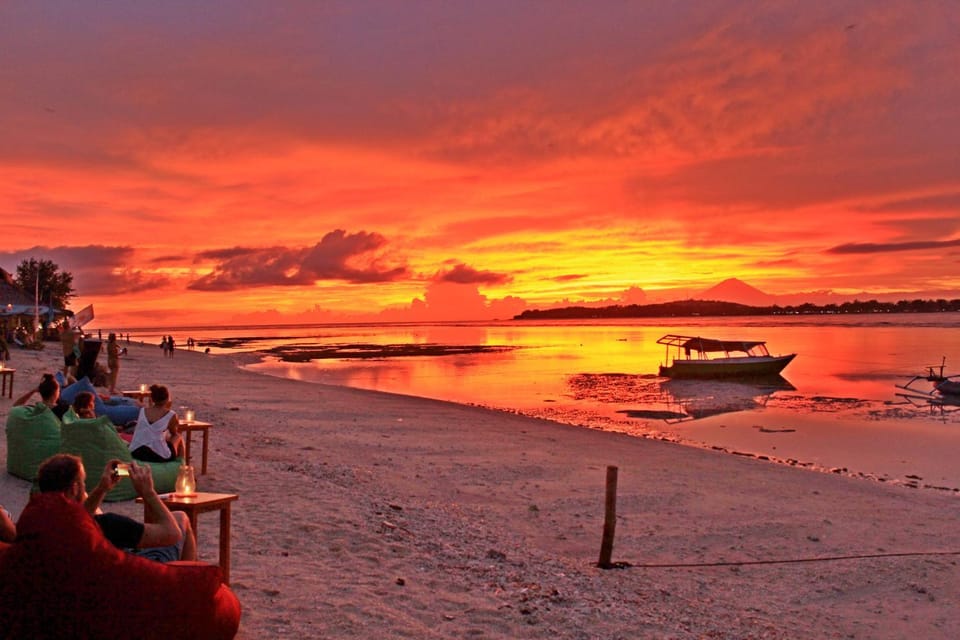 Nearby landmark, Restaurant/places to eat, People, Natural landscape, Beach, Sea view, Sunset, group of guests