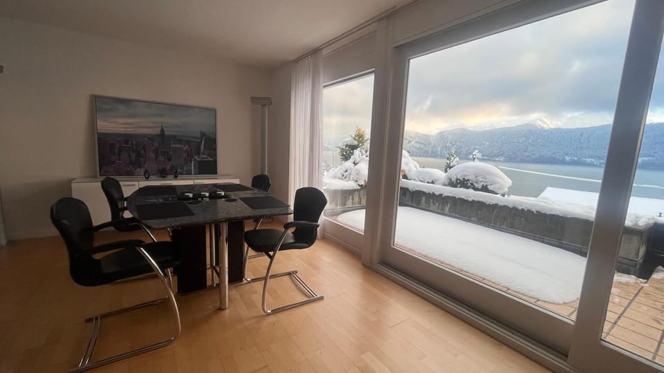 Natural landscape, Winter, Dining area, Lake view, Mountain view
