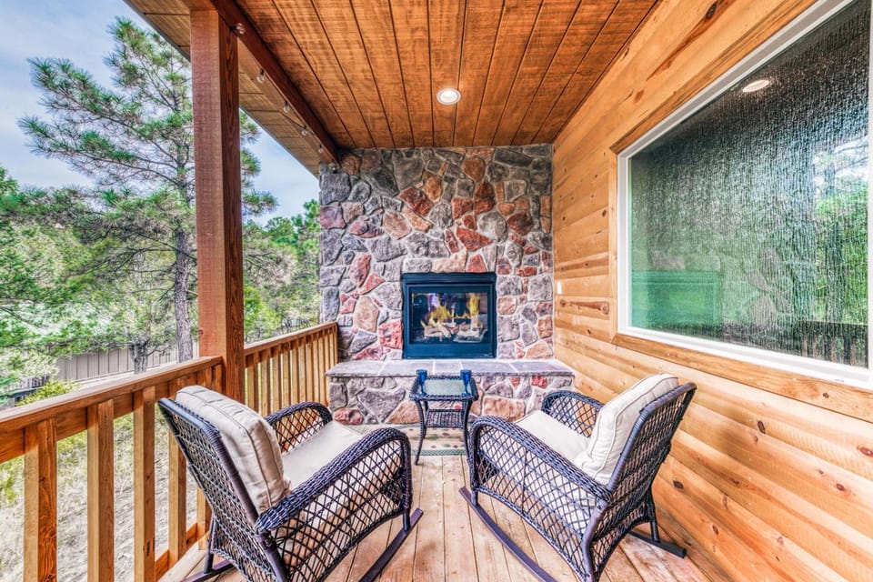 Patio, Natural landscape, Seating area, fireplace
