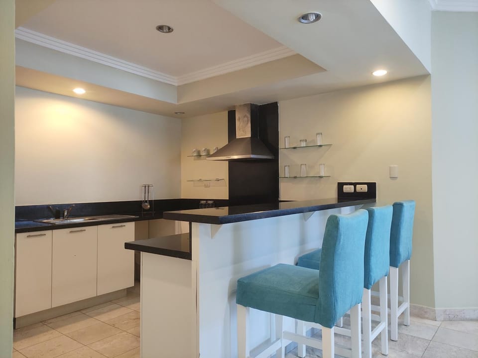 Kitchen or kitchenette, oven