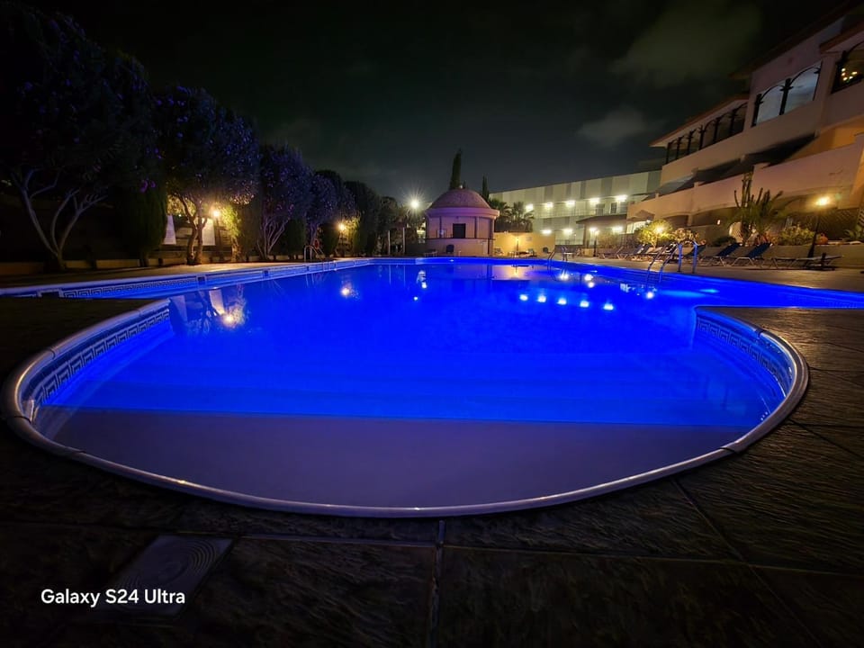 Night, Pool view, Swimming pool