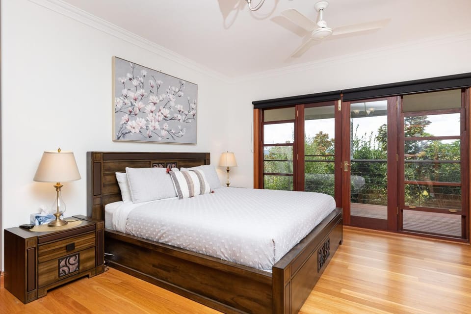 Bed, View (from property/room), Bedroom, Garden view, Mountain view, fireplace