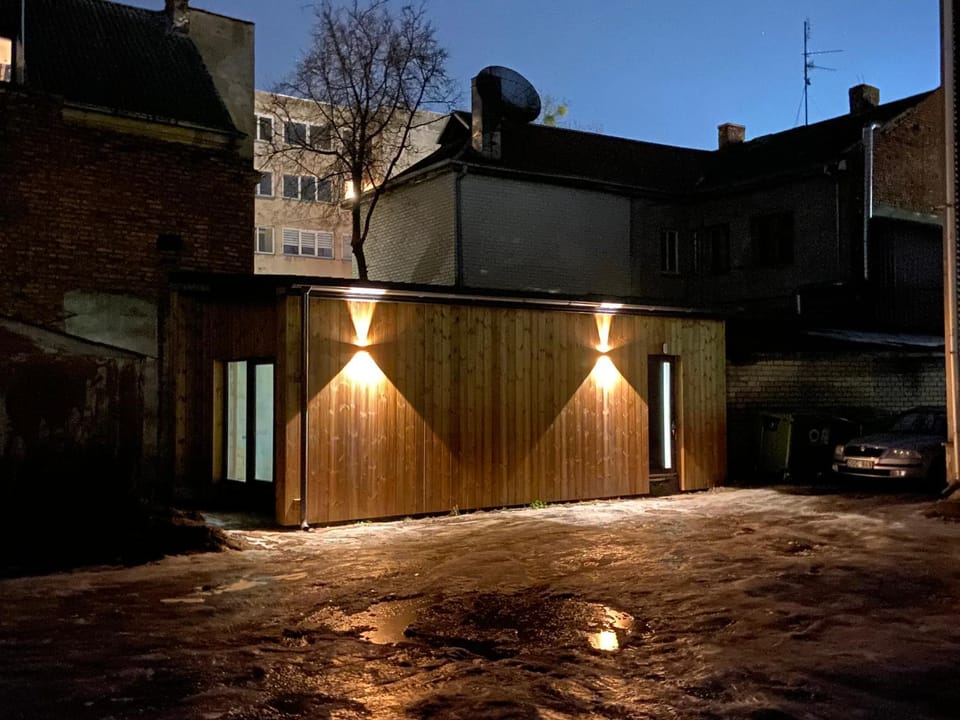 Property building, Night, Parking