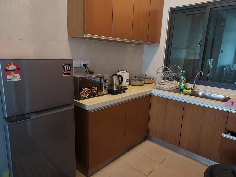Kitchen or kitchenette, microwave