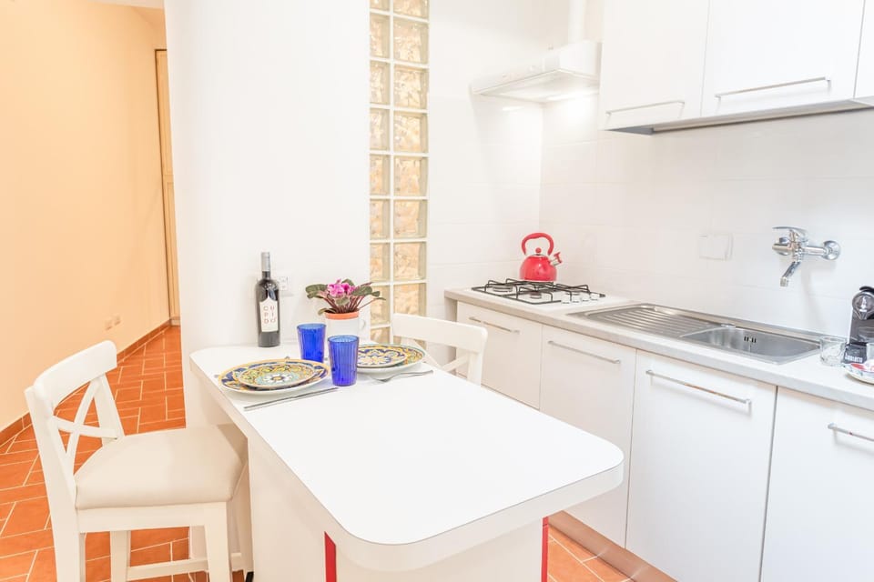 Kitchen or kitchenette, stove