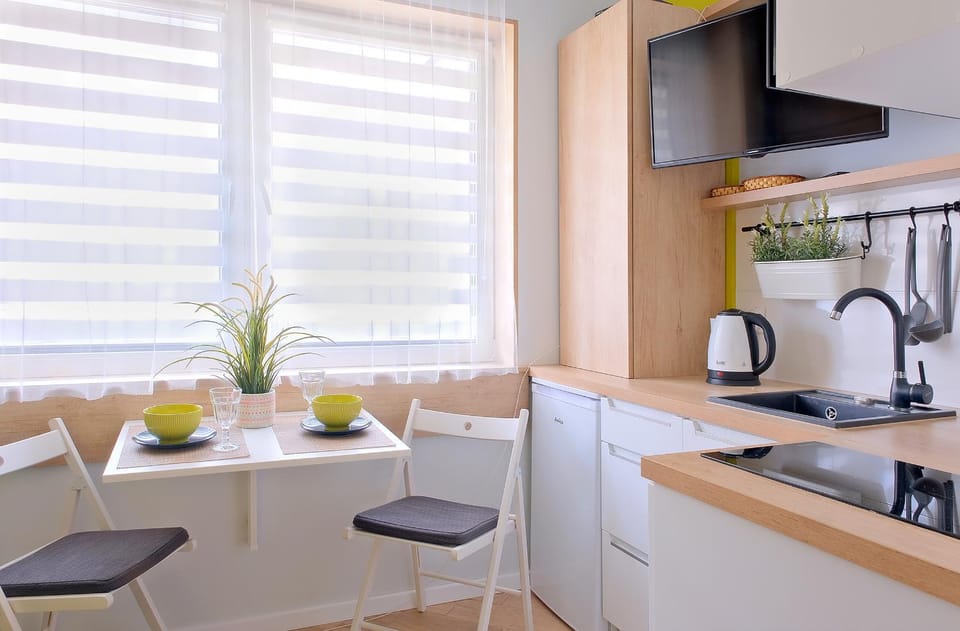 Kitchen or kitchenette, minibar, stove, toaster