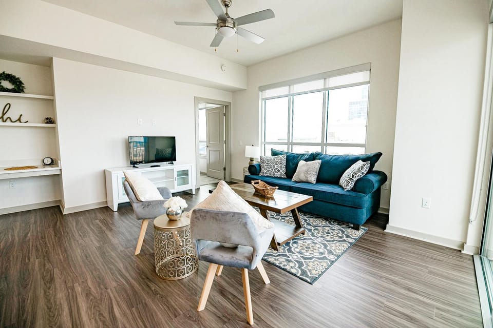 Living room, kitchen