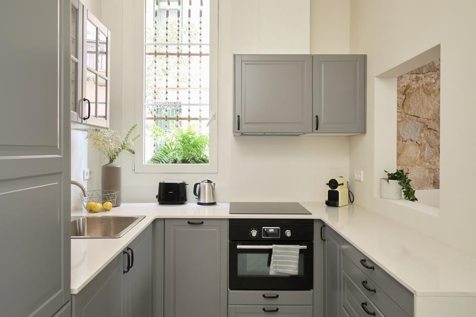 Kitchen or kitchenette, dishwasher, oven