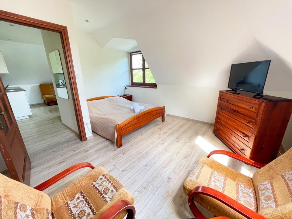 Bed, Kitchen or kitchenette, Living room