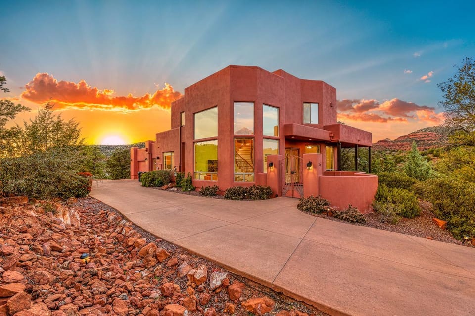 Property building, Spring, Day, Natural landscape, Mountain view, Sunrise