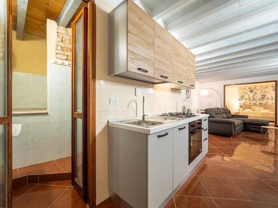 Kitchen or kitchenette, stove