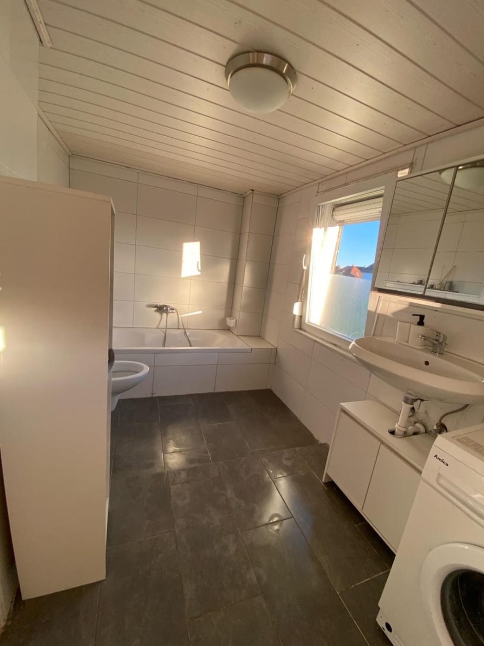 Bathroom, Bath, towels, washing machine