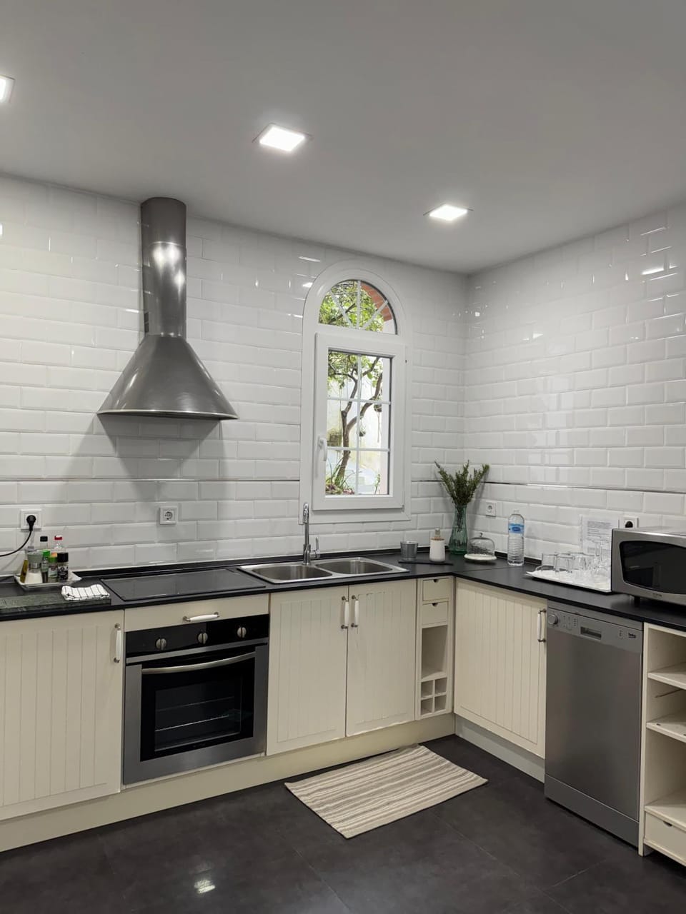 Kitchen or kitchenette, dishwasher, stove