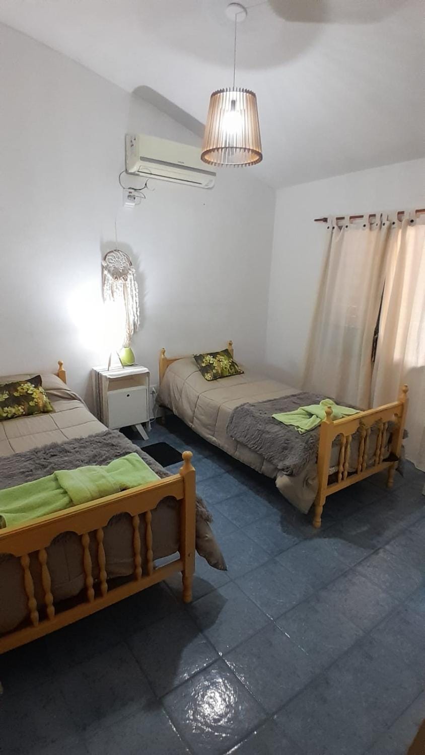 Bed, Photo of the whole room, Bedroom, towels, air conditioner