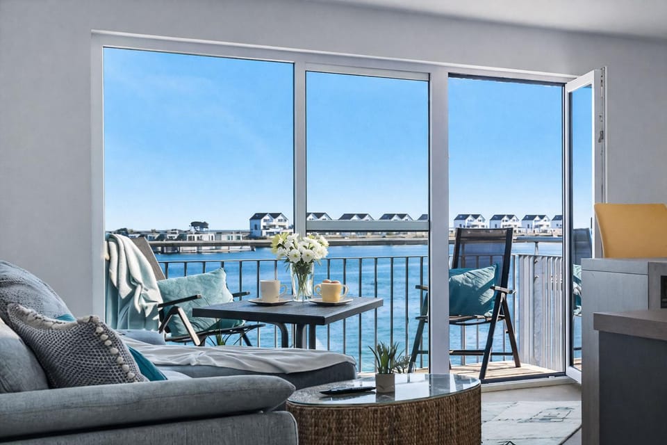 Santiano Flat- Balkon, Blick auf den Hafen Apartment in Kappeln