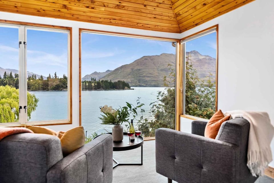 Natural landscape, Living room, Seating area, Lake view