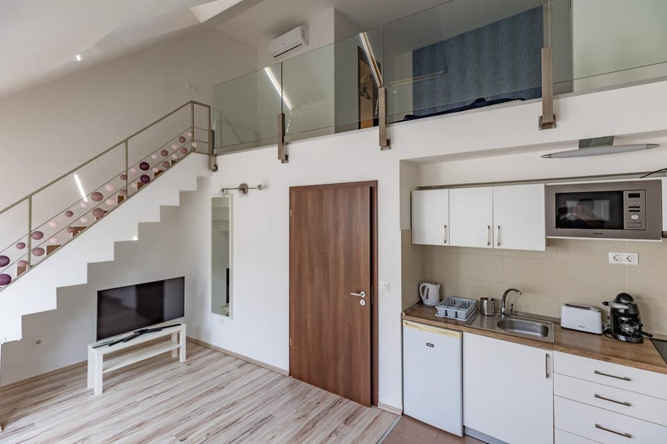 Kitchen or kitchenette, minibar, stove