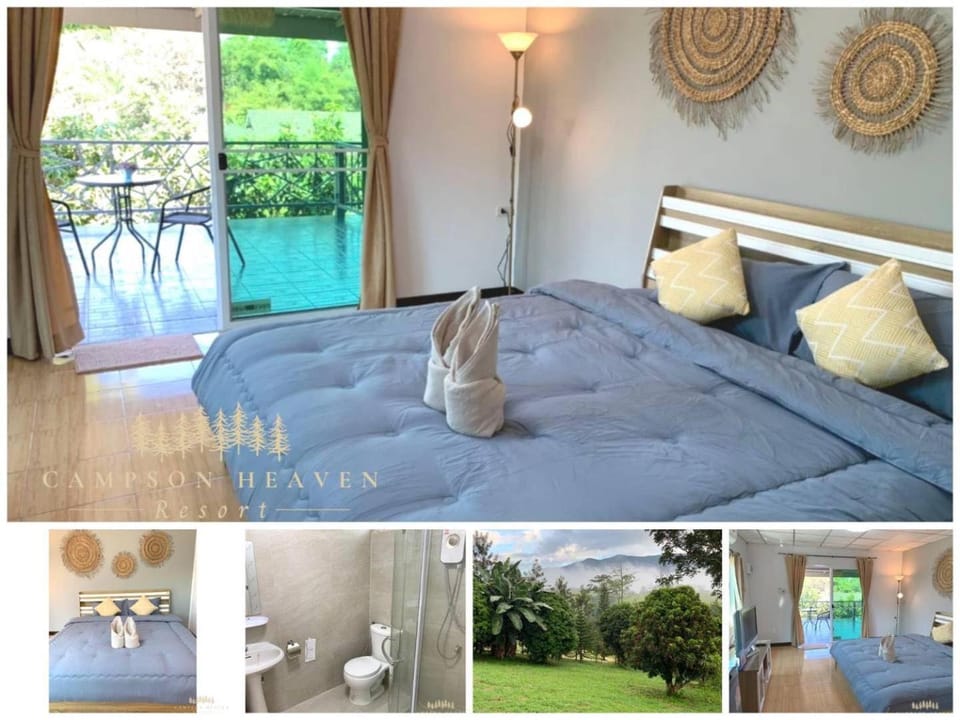 Shower, Toilet, Bed, Photo of the whole room, Garden view, Mountain view