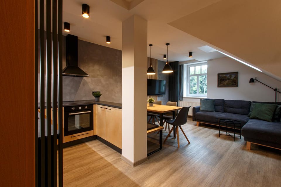 TV and multimedia, Kitchen or kitchenette, Living room, Seating area, Dining area