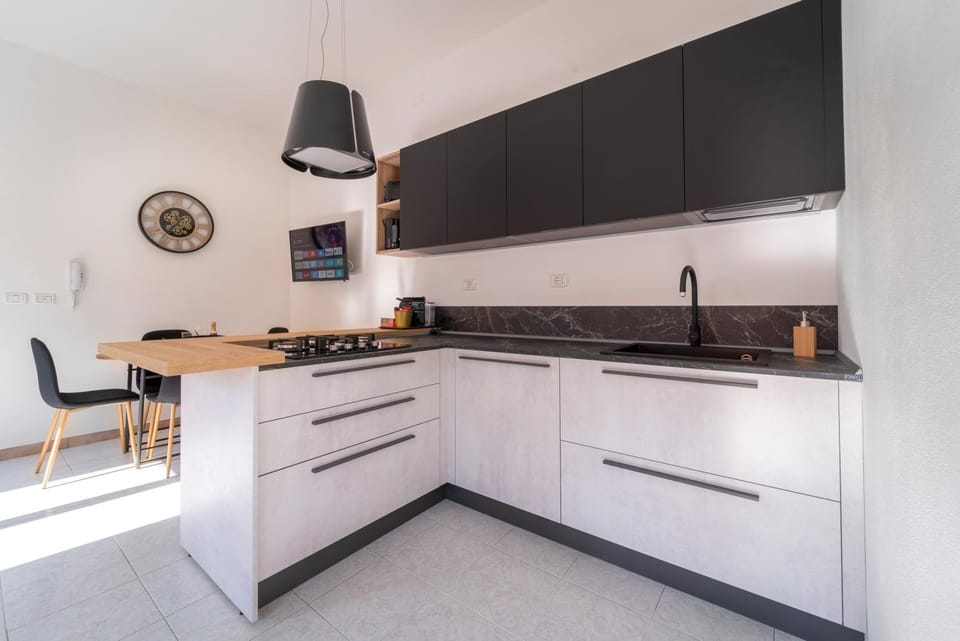 Kitchen or kitchenette, stove
