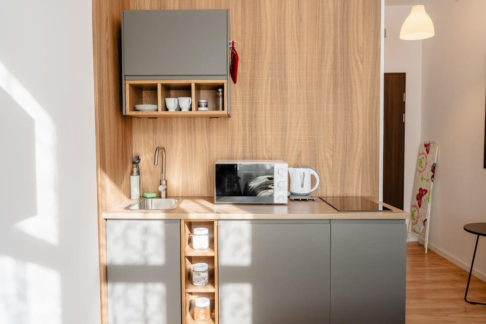 Coffee/tea facilities, Kitchen or kitchenette, oven, stove