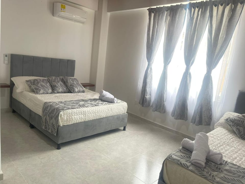 Bed, Bedroom, towels, air conditioner