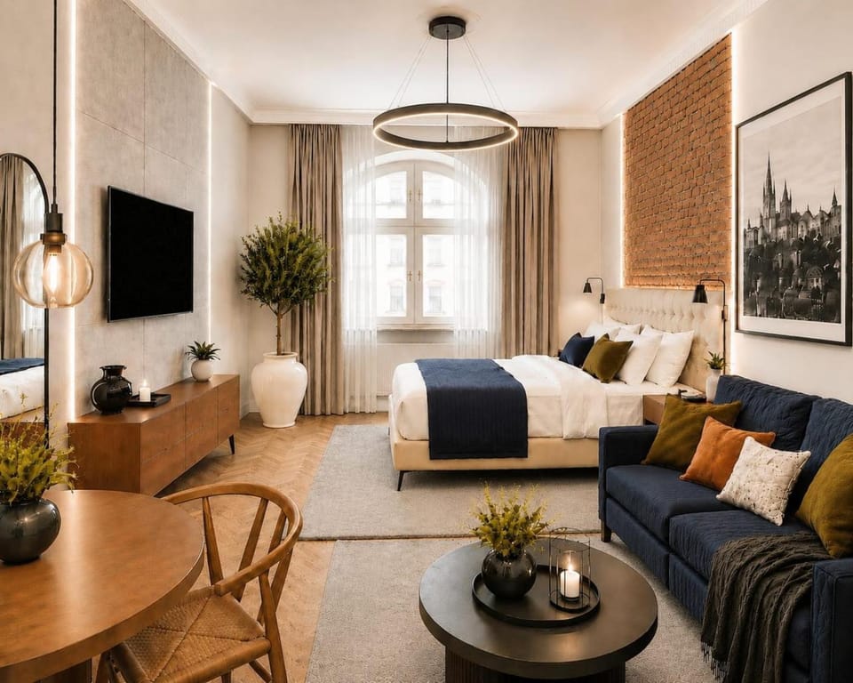 Bed, TV and multimedia, Living room, Photo of the whole room, Seating area, Bedroom