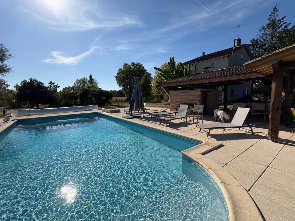 Property building, Living room, Swimming pool