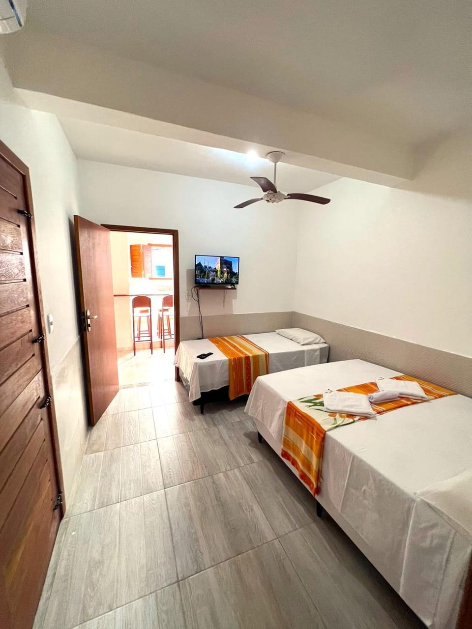 Bed, Photo of the whole room, Bedroom, fireplace, towels, air conditioner
