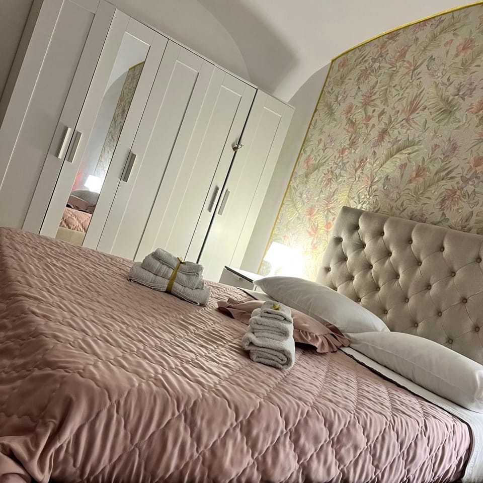 Bed, wardrobe