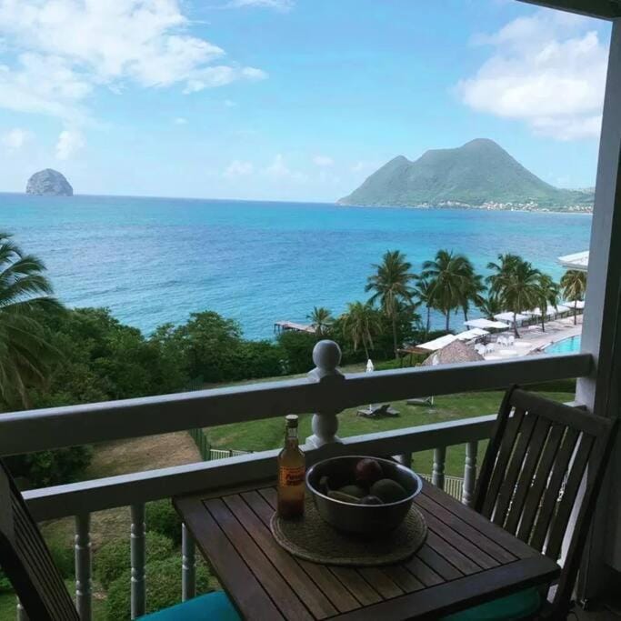 Patio, Natural landscape, View (from property/room), Dining area, Beach, Mountain view, Sea view