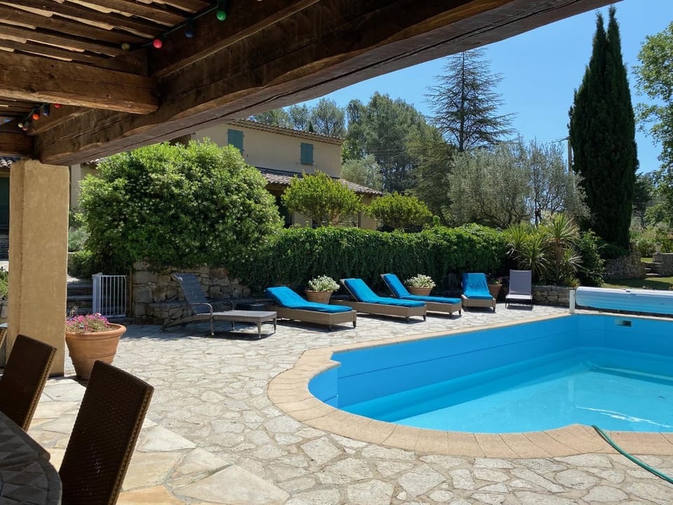 Patio, Spring, Natural landscape, Garden view, Pool view, Swimming pool, Swimming pool, sunbed