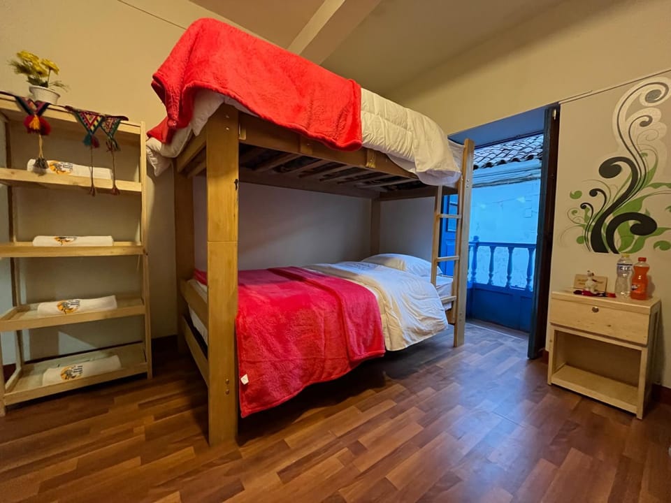 Photo of the whole room, Bedroom, bunk bed, towels, wardrobe