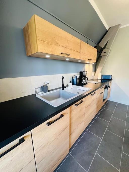 Kitchen or kitchenette, stove