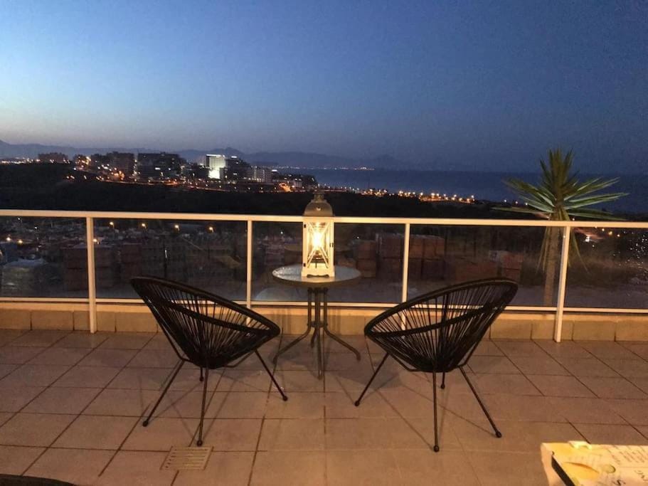 Patio, Night, Natural landscape, Balcony/Terrace, City view, Sea view