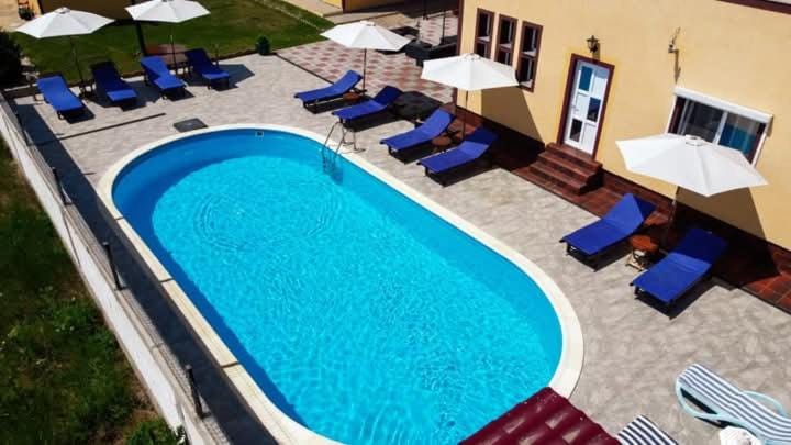 Swimming pool, sunbed