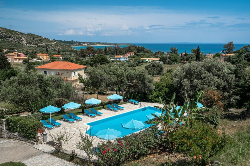 Property building, Living room, Swimming pool
